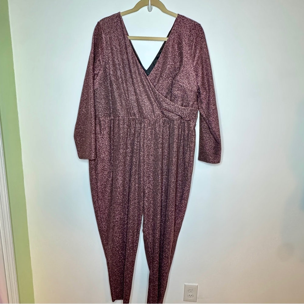 Modcloth Shine Away Sparkle Jumpsuit Au Fond Burgundy View 2